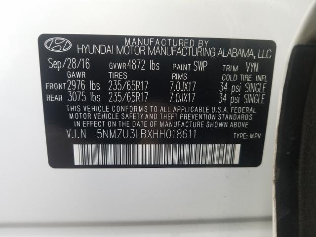 2017 HYUNDAI SANTA FE S 5NMZU3LBXHH018611