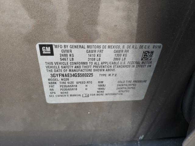 2016 CADILLAC SRX 3GYFNAE34GS580225