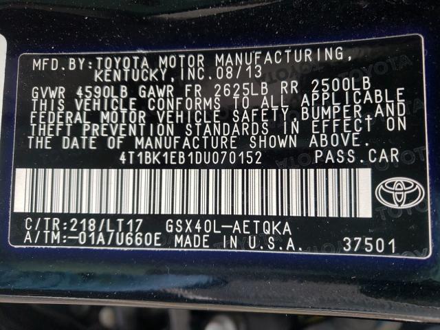 2013 TOYOTA AVALON BAS 4T1BK1EB1DU070152
