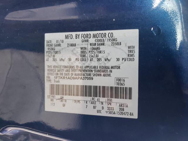 2010 FORD RANGER 1FTKR1AD9APA37059