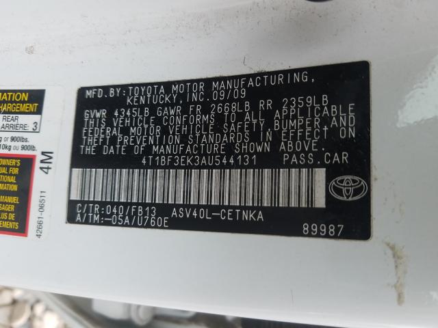 2010 TOYOTA CAMRY L/SE 4T1BF3EK3AU544131