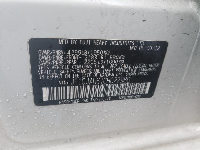 2012 SUBARU IMPREZA LI JF1GJAH67CH022986