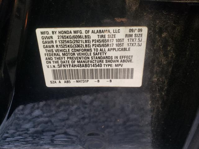 2010 HONDA PILOT EX 5FNYF4H48AB014540