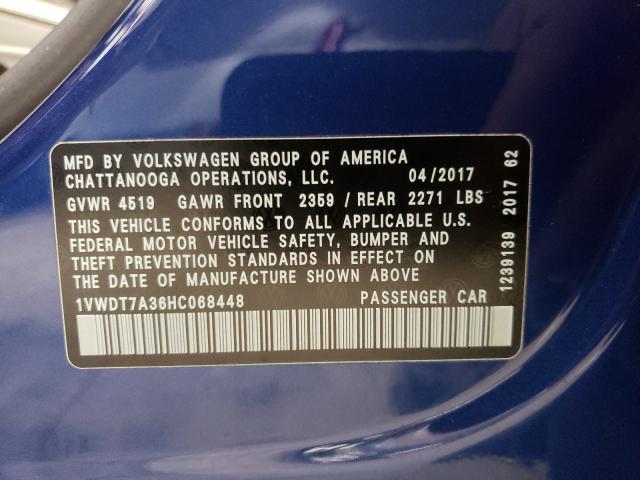 2017 VOLKSWAGEN PASSAT R-L 1VWDT7A36HC068448