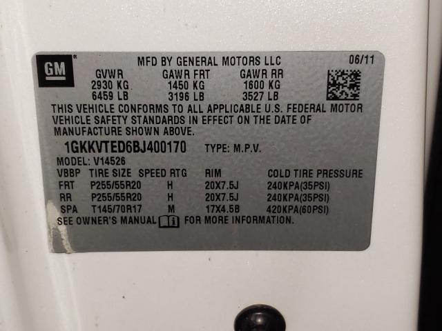 2011 GMC ACADIA 1GKKVTED6BJ400170