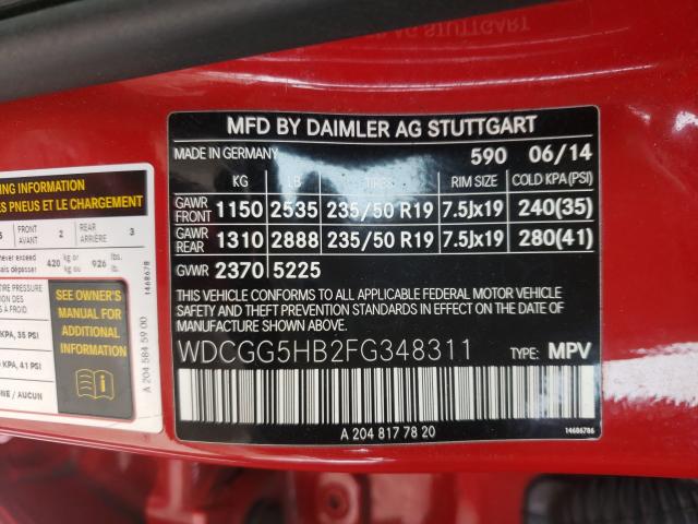 2015 MERCEDES-BENZ GLK 350 WDCGG5HB2FG348311
