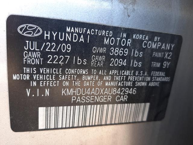 2010 HYUNDAI ELANTRA BL KMHDU4ADXAU842946