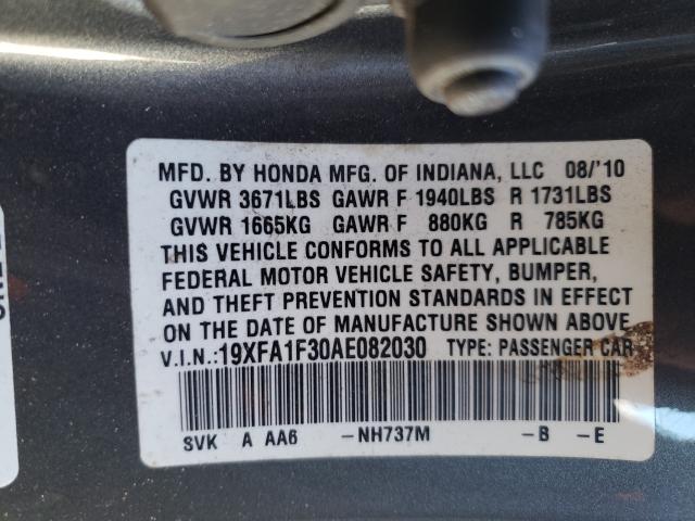 2010 HONDA CIVIC VP 19XFA1F30AE082030