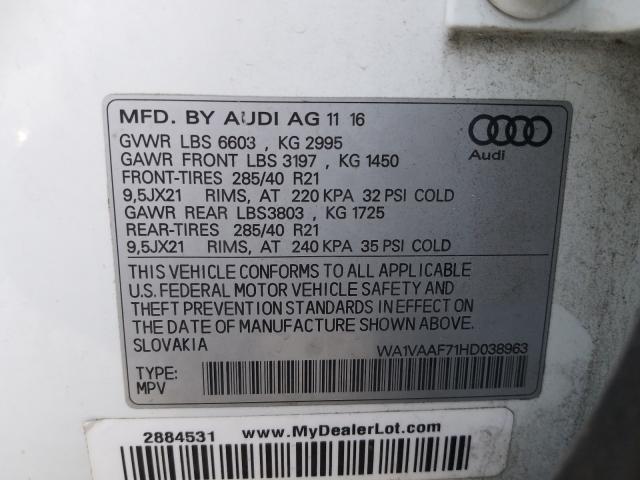 2017 AUDI Q7 PRESTIG WA1VAAF71HD038963