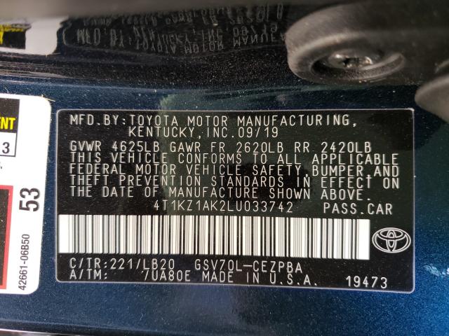2020 TOYOTA CAMRY TRD 4T1KZ1AK2LU033742