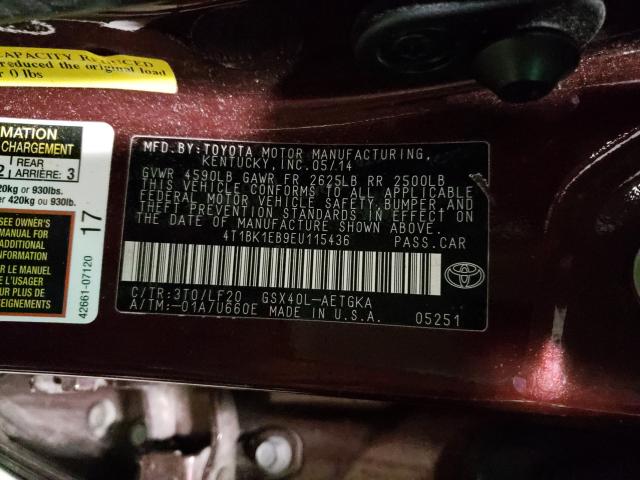 2014 TOYOTA AVALON BAS 4T1BK1EB9EU115436