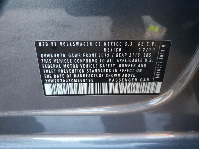 2012 VOLKSWAGEN JETTA BASE 3VW2K7AJ3CM356198