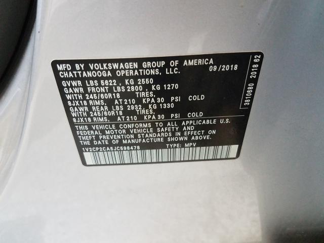 2018 VOLKSWAGEN ATLAS SE 1V2CP2CA5JC598478