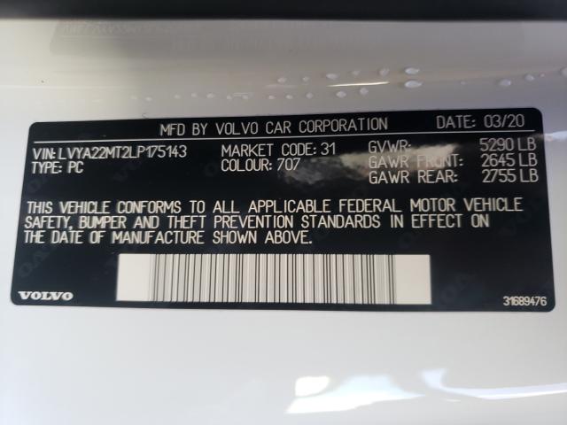 2020 VOLVO S90 T6 OCE LVYA22MT2LP175143