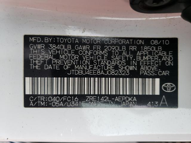 2010 TOYOTA COROLLA BA - JTDBU4EE8AJ082323