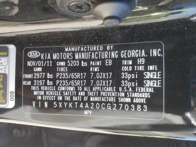 2012 KIA SORENTO BA 5XYKT4A20CG270383