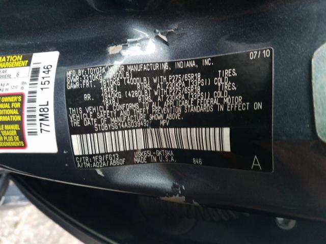 2010 TOYOTA SEQUOIA SR 5TDBY5G14AS039492