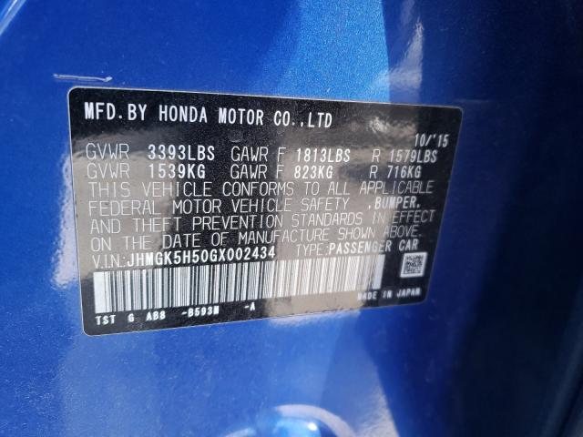 2016 HONDA FIT LX JHMGK5H50GX002434