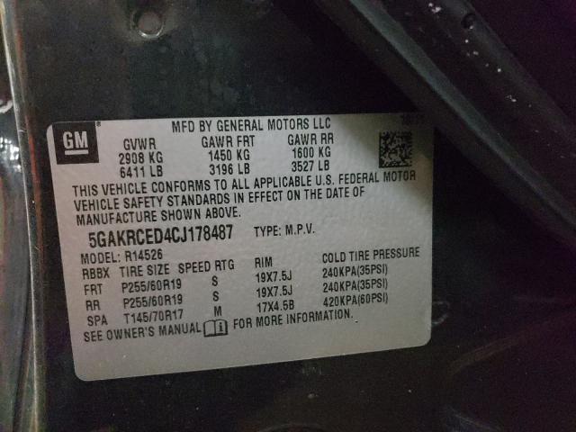 2012 BUICK ENCLAVE 5GAKRCED4CJ178487