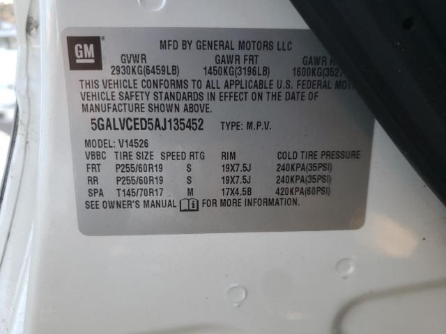 2010 BUICK ENCLAVE CX 5GALVCED5AJ135452
