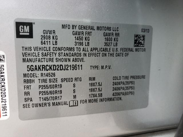 2013 BUICK ENCLAVE 5GAKRCKD2DJ219611
