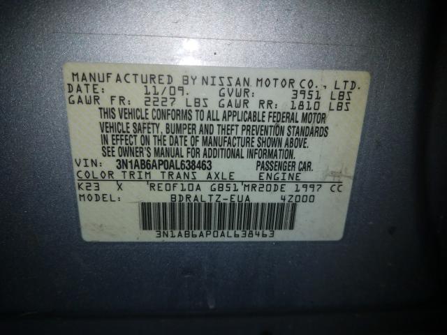 2010 NISSAN SENTRA 3N1AB6AP0AL638463