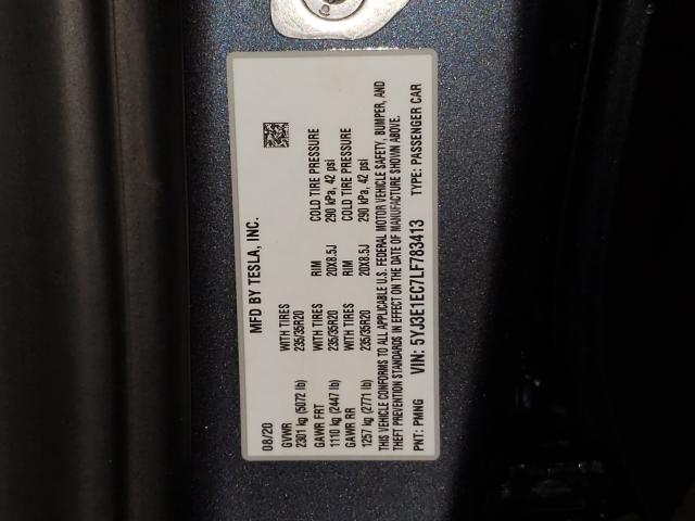 2020 TESLA MODEL 3 5YJ3E1EC7LF783413