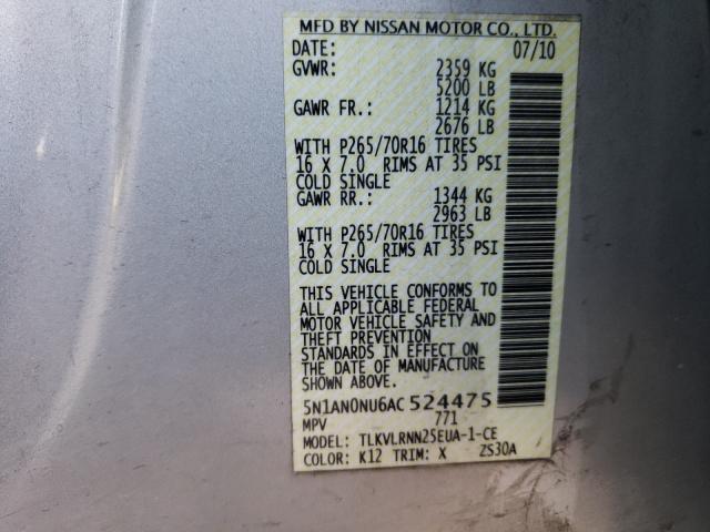 2010 NISSAN XTERRA OFF 5N1AN0NU6AC524475