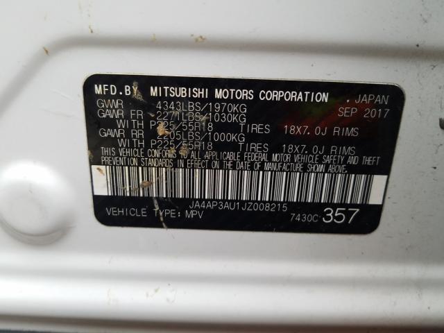 2018 MITSUBISHI OUTLANDER JA4AP3AU1JZ008215