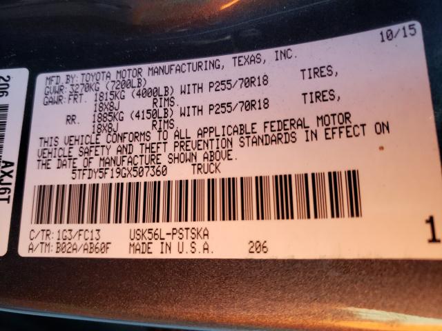 2016 TOYOTA TUNDRA CRE - 5TFDY5F19GX507360