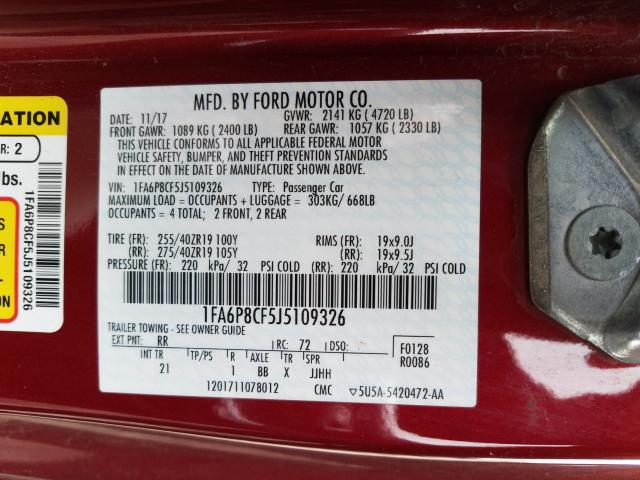 2018 FORD MUSTANG GT - 1FA6P8CF5J5109326