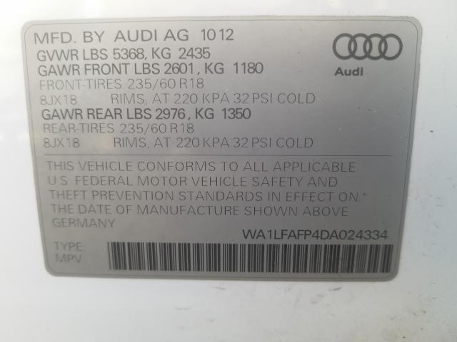 2013 AUDI Q5 PREMIUM WA1LFAFP4DA024334