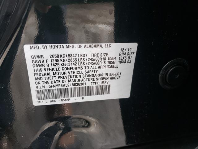 2020 HONDA PILOT EXL 5FNYF6H52LB036301