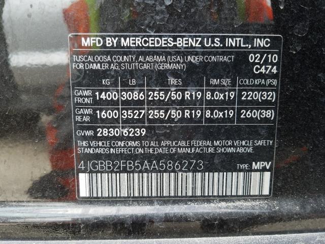 2010 MERCEDES-BENZ ML 350 BLU 4JGBB2FB5AA586273