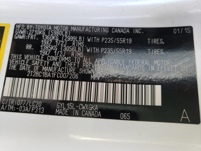 2015 LEXUS RX 450H 2T2BC1BA1FC007206