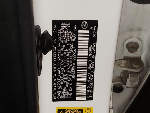 2015 LEXUS CT 200 JTHKD5BHXF2229567