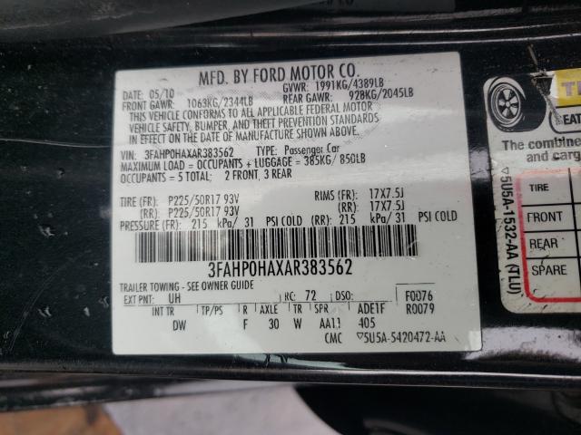 2010 FORD FUSION 3FAHP0HAXAR383562