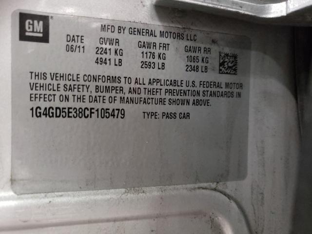 2012 BUICK LACROSSE P 1G4GD5E38CF105479