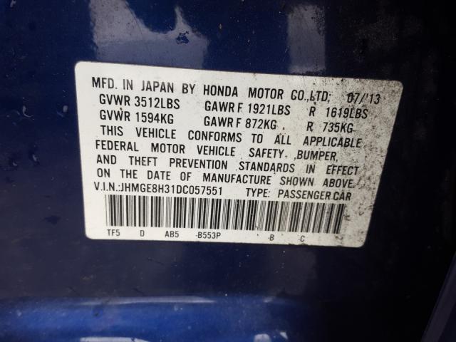 2013 HONDA FIT JHMGE8H31DC057551