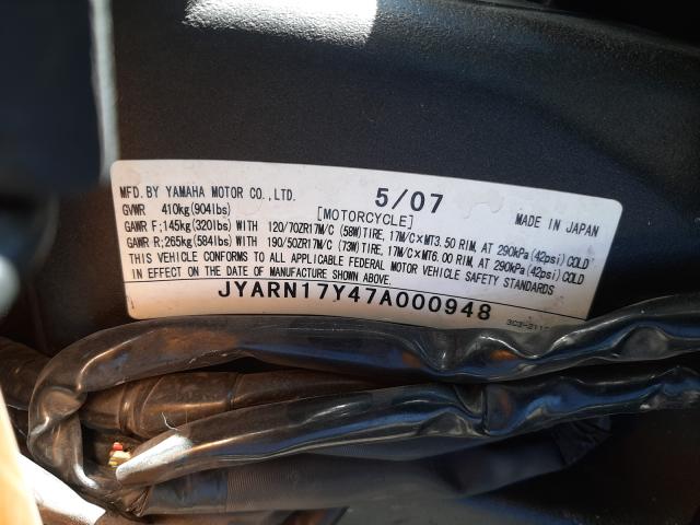 2007 YAMAHA FZ1 S JYARN17Y47A000948