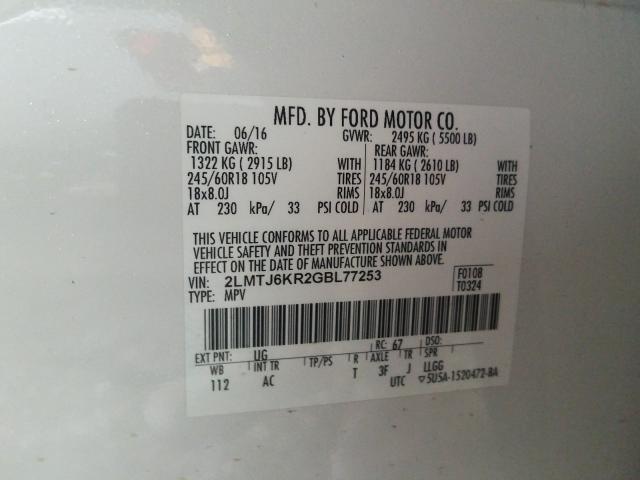 2016 LINCOLN MKX SELECT 2LMTJ6KR2GBL77253