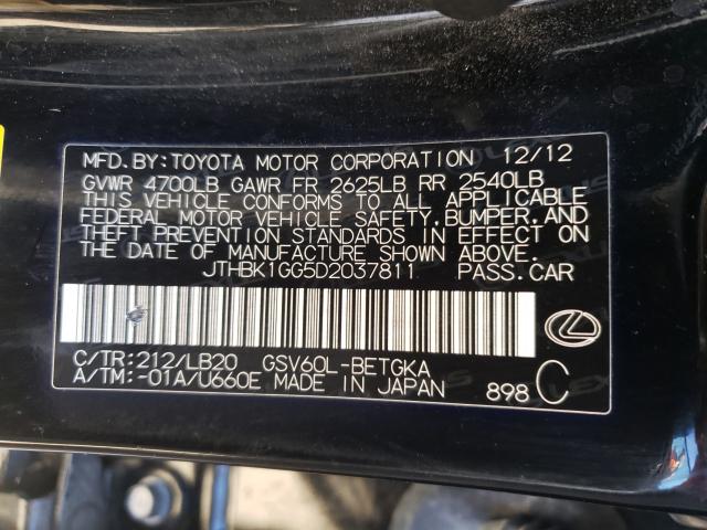 2013 LEXUS ES 350 JTHBK1GG5D2037811