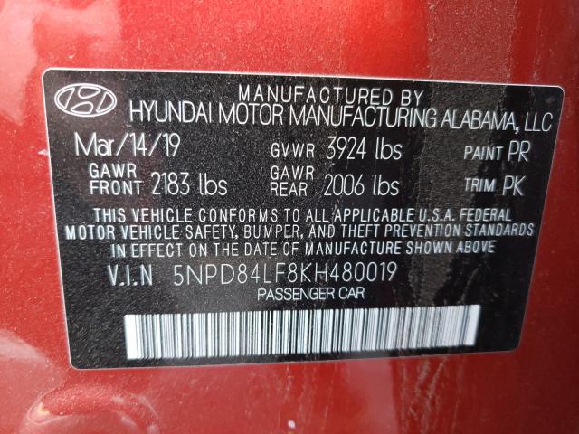 2019 HYUNDAI ELANTRA SE - 5NPD84LF8KH480019
