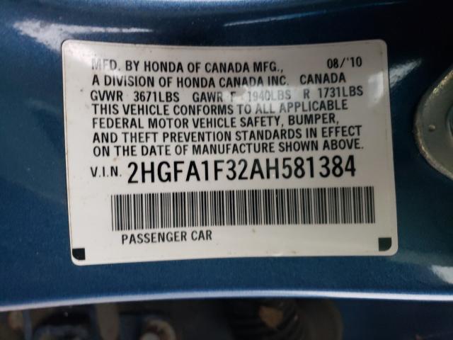 2010 HONDA CIVIC VP 2HGFA1F32AH581384