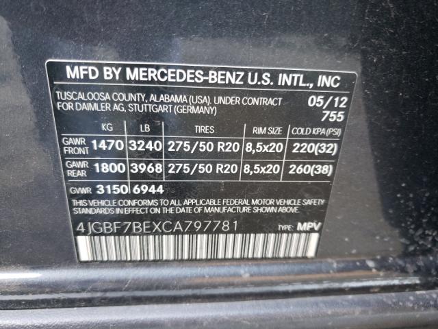 2012 MERCEDES-BENZ GL 450 4MA 4JGBF7BEXCA797781