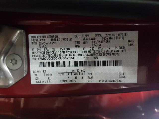 2019 FORD ESCAPE SE 1FMCU0GD0KUB02304