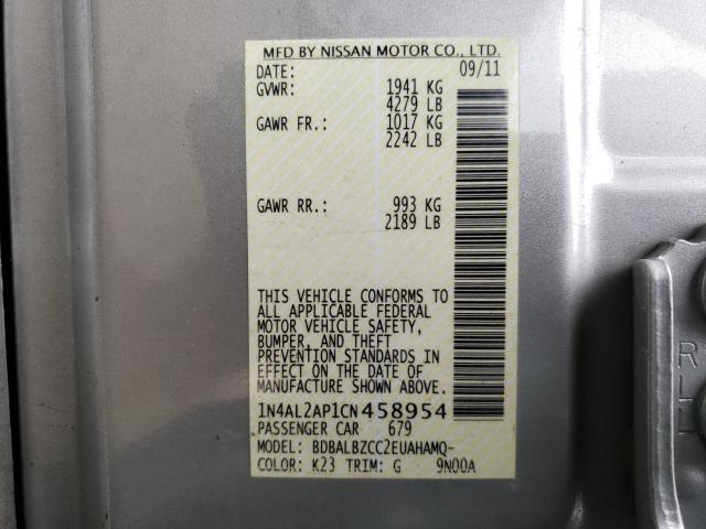 2012 NISSAN ALTIMA 25S 1N4AL2AP1CN458954