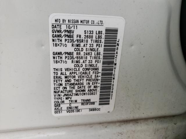 2012 NISSAN MURANO JN8AZ1MU1CW103821