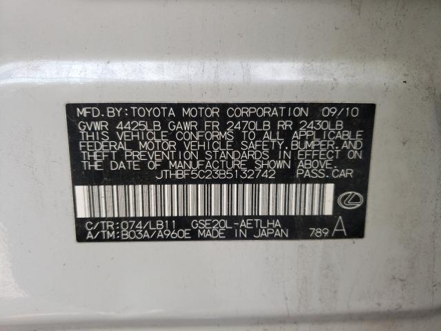 2011 LEXUS IS 250 JTHBF5C23B5132742