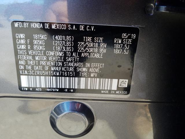 2019 HONDA HR-V SPORT 3CZRU5H15KM716151